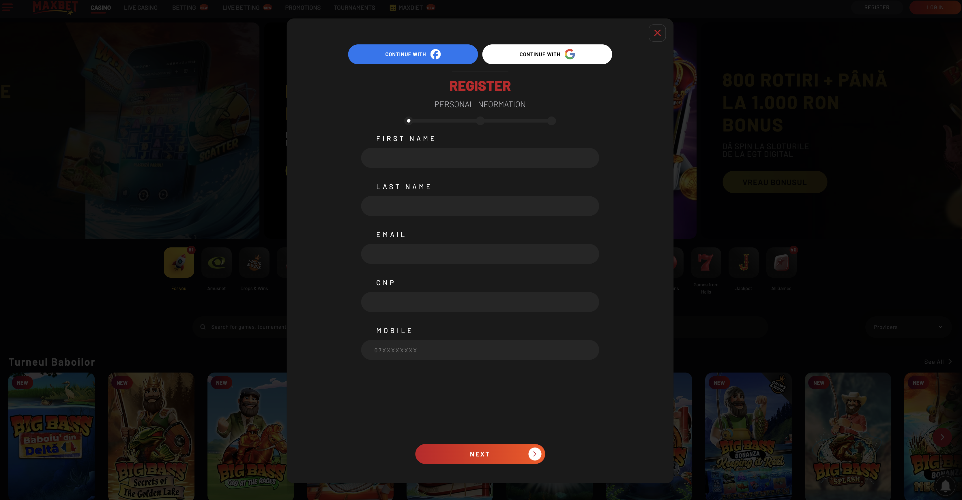 Реєстрація на Максбет